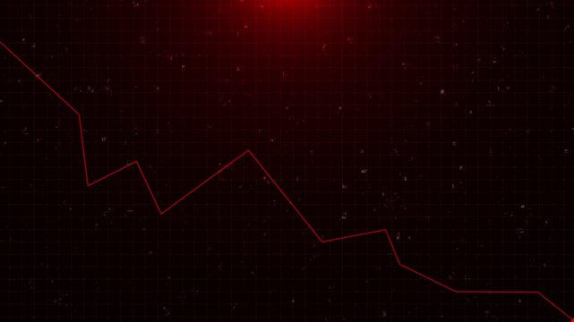 Red candles Stock Market Down, Display Stock market, arrow graph drop arrow down red background. Money losing. Stock crisis finance concept. Economic crisis Decreasing trend losses failure bankruptcy