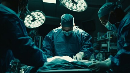 Diverse Team of Medical Staff in Surgical Room