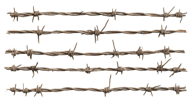 Intricate closeup, barbed wire fence, sharp barbs, and interwoven metallic design for security boundary protection