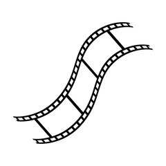 Vector wavy film strip template. Vintage film reel isolated on white background for cinematic material 