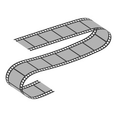Vector curved retro film strip. Retro photo or movie negative for design isolated on white background 