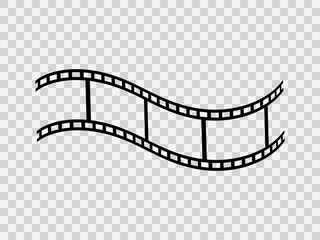 Curved film strip icon in vector. Vintage film reel template with empty space for posters and albums 
