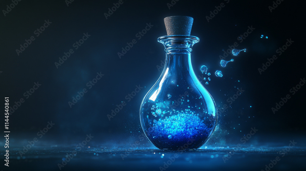 Aufkleber magic potion bottle animation with spill vector. fantasy witch glass elixir icon set. full and empty