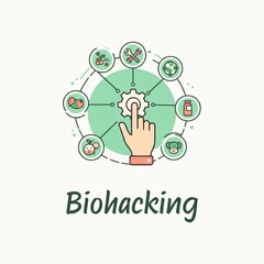 Fototapeta premium Hand pointing at gear symbolizing biohacking and health optimization