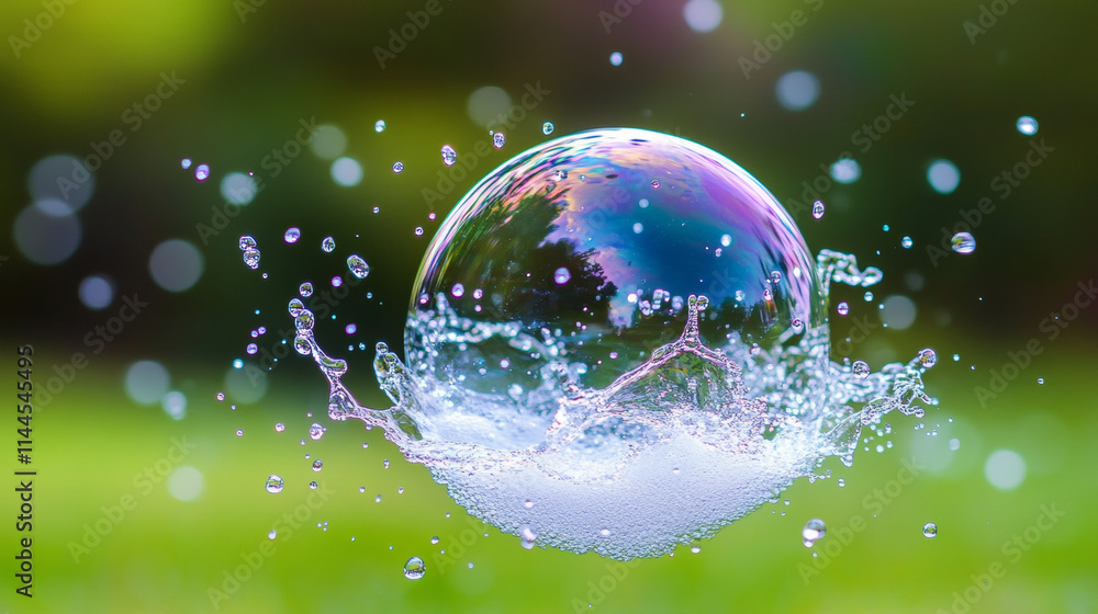 Poster realistic animation set of bubble burst isolated on transparent background. vector illustration of s