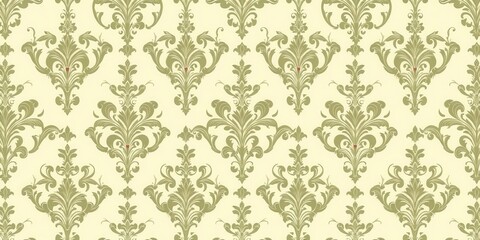 Intricate and elegant Damask seamless vector pattern with floral motifs and arabesque designs, luxury, classic, traditional
