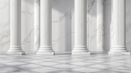 White marble pillars set isolated on transparent background. Vector realistic illustration of antique building balustrade or facade elements, ancient roman or greek temple or luxury palace decoration