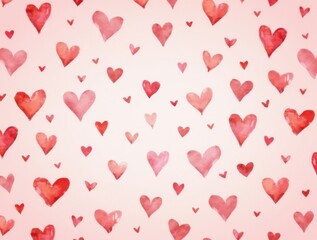 Love pattern with red hearts on white background. Valentine's Day hearts romantic wallpaper.