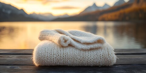 Fleece-lined leggings are perfect for cozy days by the lake, offering warmth and comfort. The serene backdrop enhances their stylish appeal, ideal for outdoor adventures.