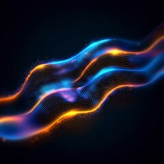 Fototapeta premium Abstract Glowing Wave Digital Art Particle Flow Energy Light Background Design Text
