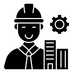 Avatar wearing hard hat, icon of labor