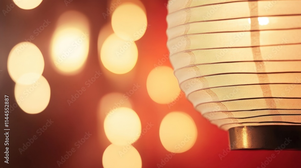 Poster close-up of elegant paper lantern with warm glowing light in ambient setting