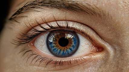 Naklejka premium Close up view of beautiful blue female eye