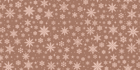 Mocha snowflake retro vector pattern winter background design