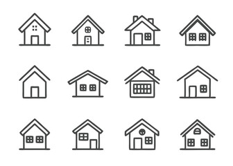 House Property and Apartment Thin Line Icons Collection in Black Stroke Style. vector house icon set for web sites and user interface