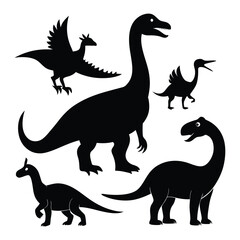 Set Of Dinosaurs Silhouettes Vector Illustration
