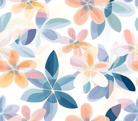 Fototapeta premium Floral Inspired Geometric Tiles, Soft Floral Geometric Pattern Design for Backgrounds