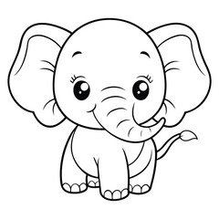 Cute Baby Elephant  Silhouette Vector Illustration

