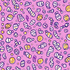 Seamless Floral and Candy Pattern: Perfect for Decoration and Print Design