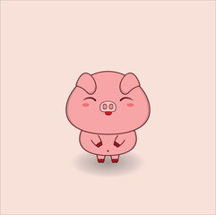 Adorable vector illustration features a cute pig with a round, chubby body and a cheerful expression. Vector illustration design. Eps 10.
