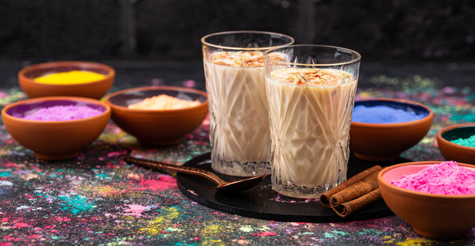 Traditional Indian drink thandai with saffron