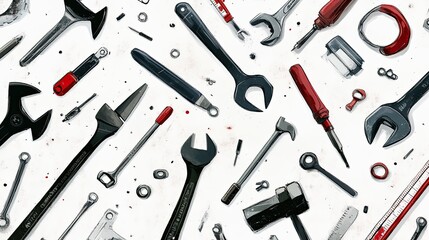 Fototapeta premium A Symphony of Tools: A Visual Exploration of Precision Engineering and Mechanics