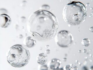 close-up of transparent bubbles with water texture