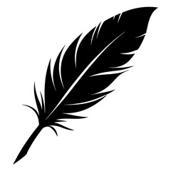 feather vector silhouette icon isolated on white background. pen feather vector art.