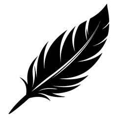 Fototapeta premium feather vector silhouette icon isolated on white background. pen feather vector art.