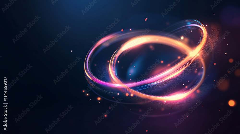 Poster colorful swirling light patterns create a mesmerizing visual effect in a dark space