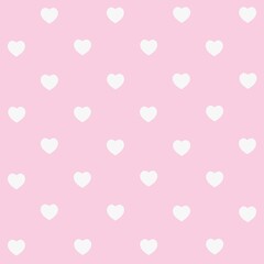Valentine’s Day seamless pattern design, white hearts composition on colourful background. Background texture.