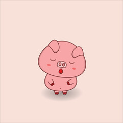 Adorable vector illustration features a cute pig with a round, chubby body and a cheerful expression. Vector illustration design. Eps 10.
