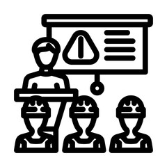 safety meeting injury prevention line icon vector. safety meeting injury prevention sign. isolated contour symbol black illustration