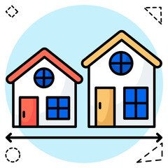 A colored design icon of home measurement
