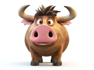cartoon wildebeest with large pink nose