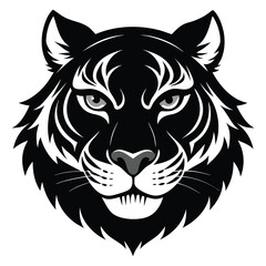 Wildlife Tiger Icon with Bold and Fierce Expression Silhouette Vector Illustration
