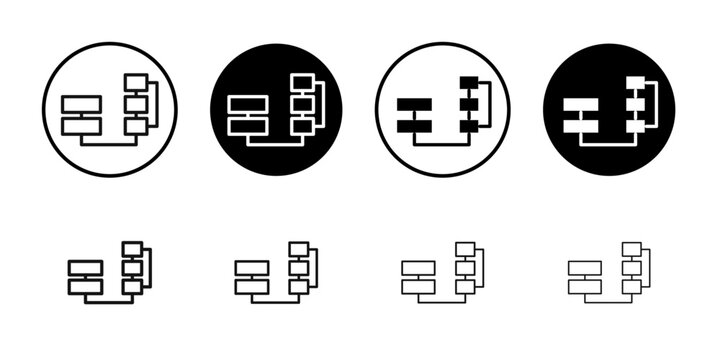 Algorithm icon Flat outline fill set collection