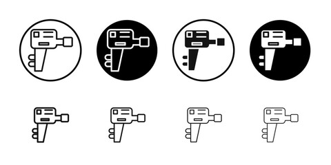 Boat engine icon Flat outline fill set collection