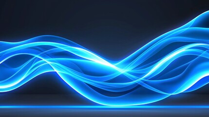 Naklejka premium Abstract Blue Glowing Waves Energy Flow Dynamic Background 4K HDR
