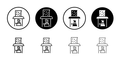 Burner boiling chemical icon Flat outline fill set collection