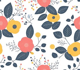 Floral Inspired Geometric Tiles, Floral Geometric Design with Bold Colors and Shapes