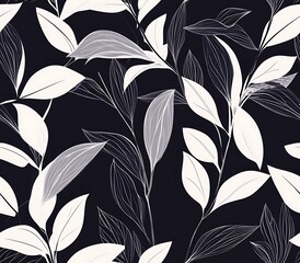 Floral Inspired Geometric Tiles, Minimalist Floral Geometric Design on Dark Background