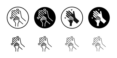 Charity for children icon Flat outline fill set collection