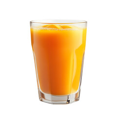 Extreme front view of a hyperrealistic sweet potato juice in a glass isolated on a white transparent background