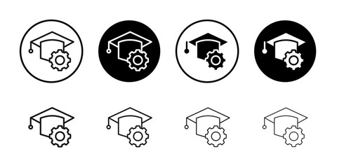Engineering education icon Flat outline fill set collection
