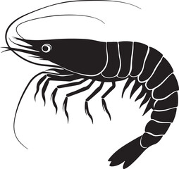 Shrimp Silhouette cut out vector icon.