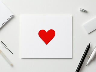 Creative love illustration minimalistic workspace graphic design contemporary office top-down view romantic concept