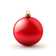 Red Christmas Ball Isolated on White Background