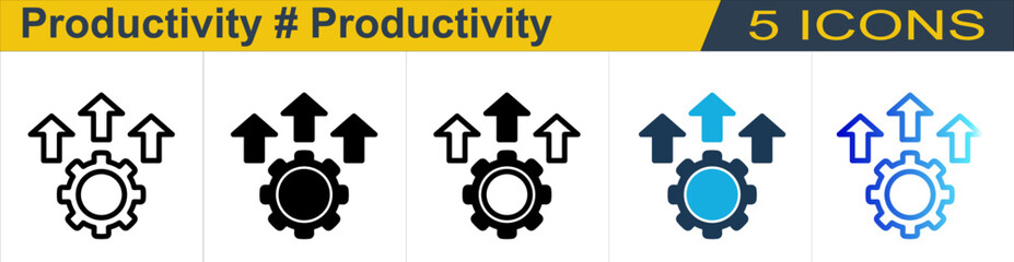 Productivity icon with 5 styles (Outline, Solid, Mixed, Duo Tone and Line Gradient)