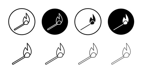 Matches icon Flat outline fill set collection
